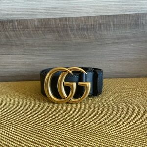 Gucci Black Belt with Gold Buckle